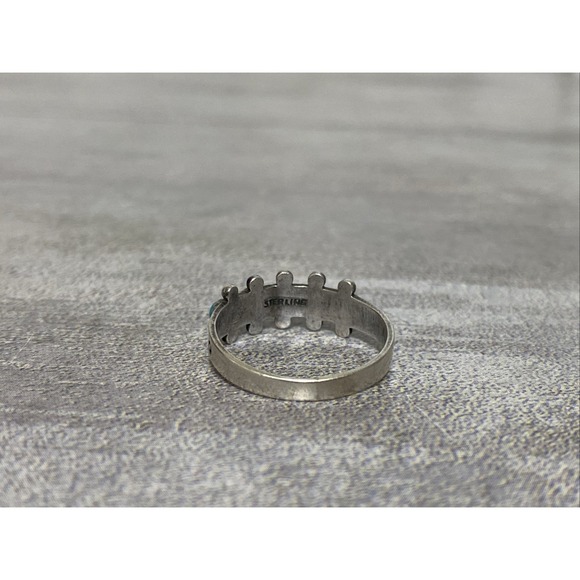 Native American Zuni Turquoise Petit Point Ring Sz 8 Snake Eyes Arrow - Picture 5 of 10